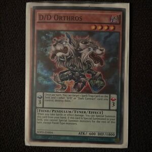 D/D Orthros Yu-Gi-Oh! Card with Holographic Design